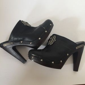 BCBGGeneration Black Stud Mules Size 8.5